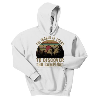 The World Is Yours To Discover, Go Camping Retro Kids Hoodie