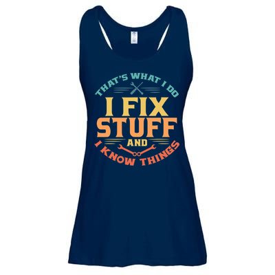 That's What I Do I Fix Stuff And I Know Things Vintage Funny Ladies Essential Flowy Tank