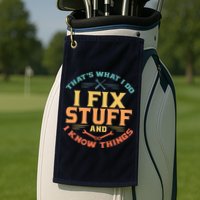 That's What I Do I Fix Stuff And I Know Things Vintage Funny Golf Towel