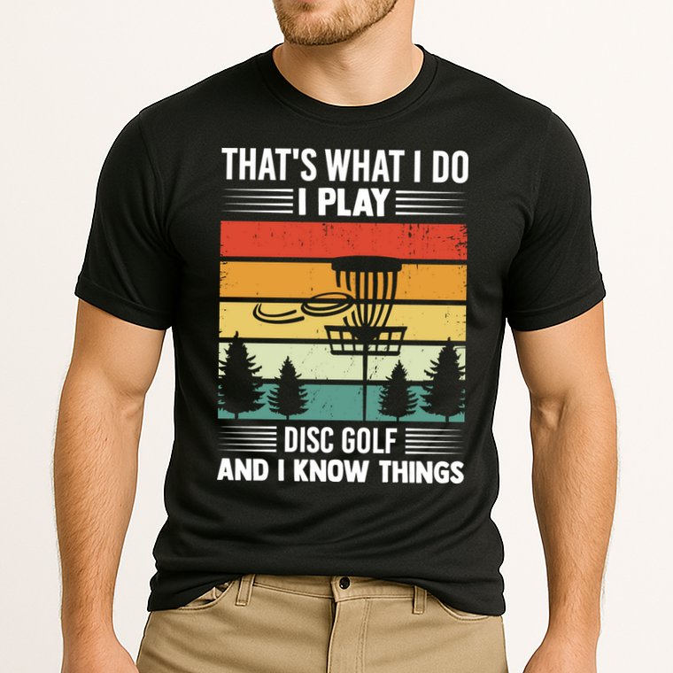 That's What I Do I Play Disc Golf And I Know Things Sport Gift Cooling Performance Crew T-Shirt