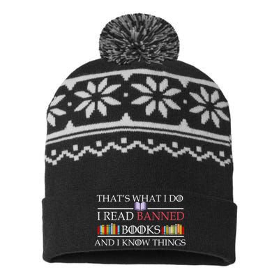 That's What I Do I Read Banned Books and I Know Things USA-Made Snowflake Beanie