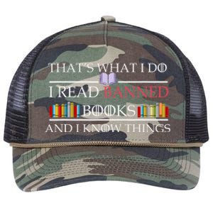 That's What I Do I Read Banned Books and I Know Things Retro Rope Trucker Hat Cap