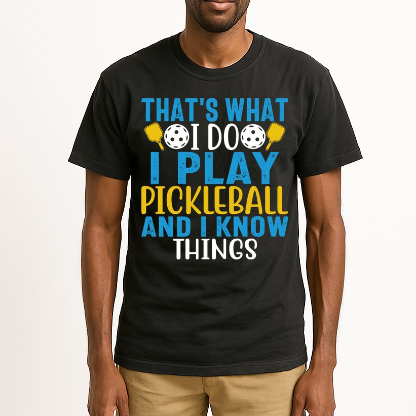 That's What I Do I Play Pickleball & Know Things, Funny Gift Tall T-Shirt