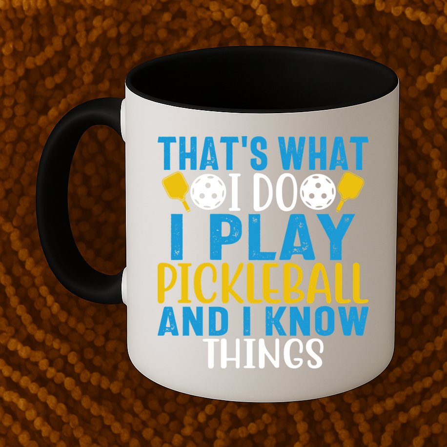 That's What I Do I Play Pickleball & Know Things, Funny Gift Mug