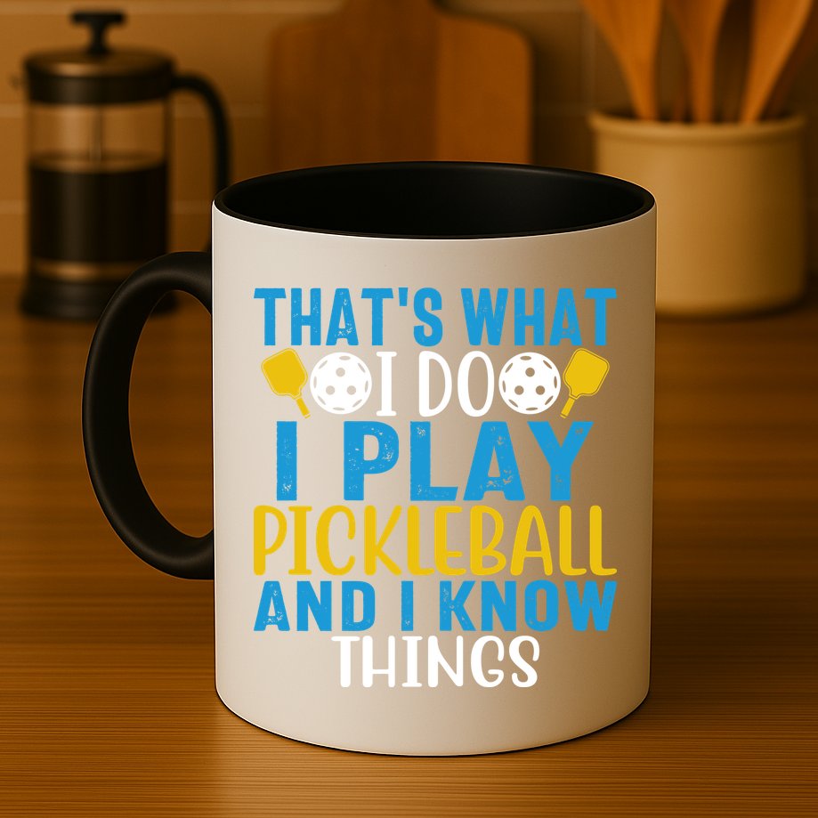 That's What I Do I Play Pickleball & Know Things, Funny Gift Mug