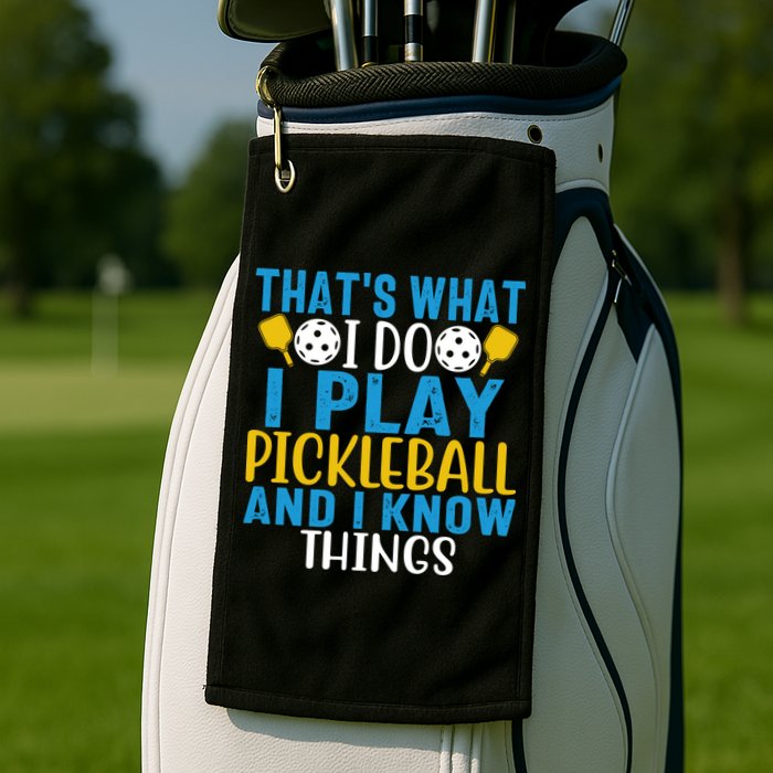 That's What I Do I Play Pickleball & Know Things, Funny Gift Golf Towel