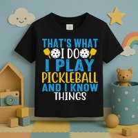 That's What I Do I Play Pickleball & Know Things, Funny Gift Toddler T-Shirt