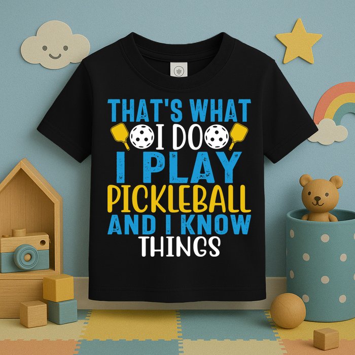 That's What I Do I Play Pickleball & Know Things, Funny Gift Toddler T-Shirt