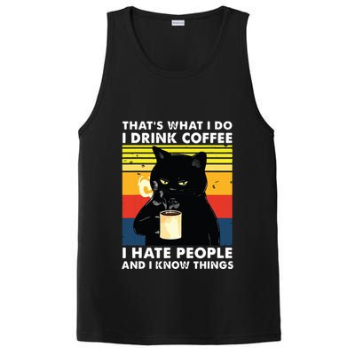 Thats What I Do I Drink Coffee I Hate People Black Cat PosiCharge Competitor Tank