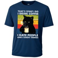 Thats What I Do I Drink Coffee I Hate People Black Cat Cooling Performance Crew T-Shirt