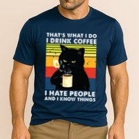 Thats What I Do I Drink Coffee I Hate People Black Cat Cooling Performance Crew T-Shirt
