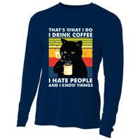 Thats What I Do I Drink Coffee I Hate People Black Cat Cooling Performance Long Sleeve Crew