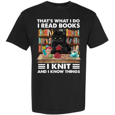 That What I Do I Read Books I Knit A Funny Cat Knitting Gift Garment-Dyed Heavyweight T-Shirt
