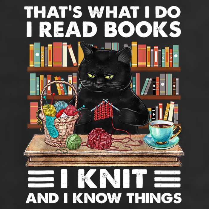 That What I Do I Read Books I Knit A Funny Cat Knitting Gift 7 Panel Mesh Trucker Snapback Hat