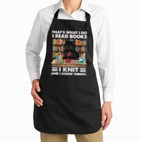 That What I Do I Read Books I Knit A Funny Cat Knitting Gift Apron