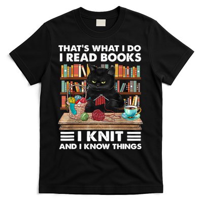 That What I Do I Read Books I Knit A Funny Cat Knitting Gift T-Shirt
