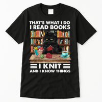 That What I Do I Read Books I Knit A Funny Cat Knitting Gift Tall T-Shirt