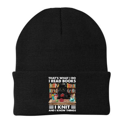 That What I Do I Read Books I Knit A Funny Cat Knitting Gift Beanie