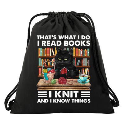 That What I Do I Read Books I Knit A Funny Cat Knitting Gift Drawstring Bag
