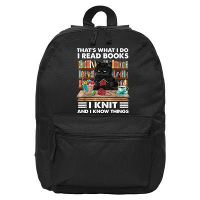 That What I Do I Read Books I Knit A Funny Cat Knitting Gift 16 in Basic Backpack
