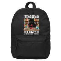 That What I Do I Read Books I Knit A Funny Cat Knitting Gift 16 in Basic Backpack