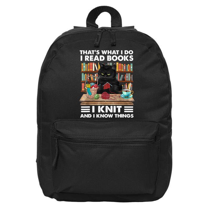 That What I Do I Read Books I Knit A Funny Cat Knitting Gift 16 in Basic Backpack