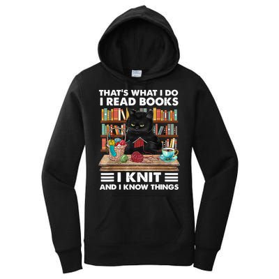 That What I Do I Read Books I Knit A Funny Cat Knitting Gift Women's Pullover Hoodie