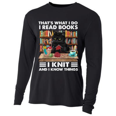 That What I Do I Read Books I Knit A Funny Cat Knitting Gift Cooling Performance Long Sleeve Crew