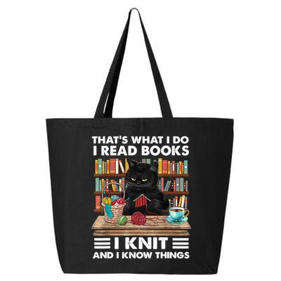 That What I Do I Read Books I Knit A Funny Cat Knitting Gift 25L Jumbo Tote