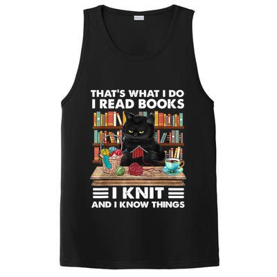 That What I Do I Read Books I Knit A Funny Cat Knitting Gift PosiCharge Competitor Tank