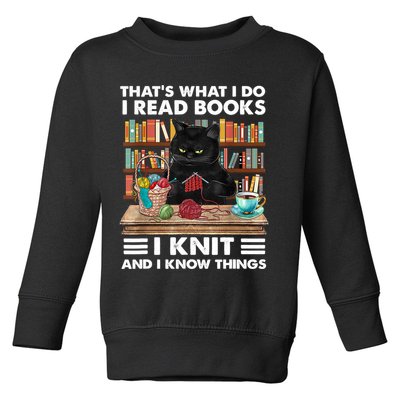 That What I Do I Read Books I Knit A Funny Cat Knitting Gift Toddler Sweatshirt