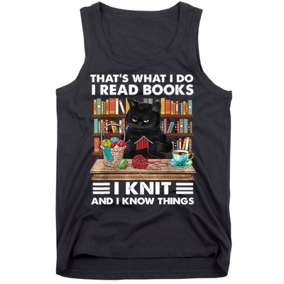 That What I Do I Read Books I Knit A Funny Cat Knitting Gift Tank Top