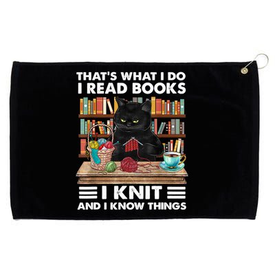That What I Do I Read Books I Knit A Funny Cat Knitting Gift Grommeted Golf Towel