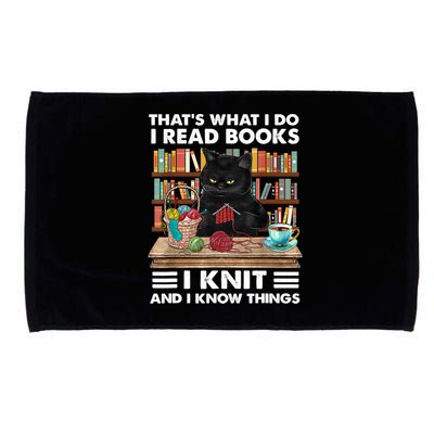 That What I Do I Read Books I Knit A Funny Cat Knitting Gift Microfiber Hand Towel
