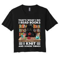 That What I Do I Read Books I Knit A Funny Cat Knitting Gift Crop Top