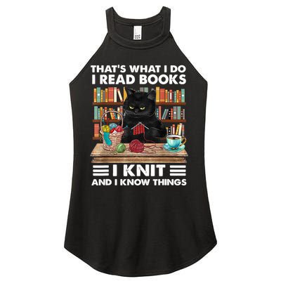 That What I Do I Read Books I Knit A Funny Cat Knitting Gift Women's Perfect Tri Rocker Tank