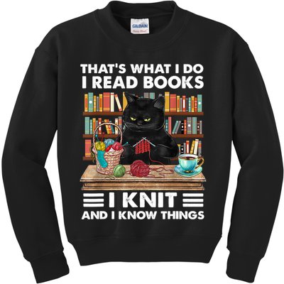 That What I Do I Read Books I Knit A Funny Cat Knitting Gift Kids Sweatshirt