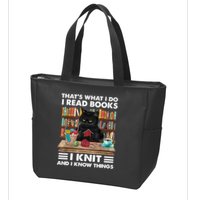 That What I Do I Read Books I Knit A Funny Cat Knitting Gift Zip Tote Bag