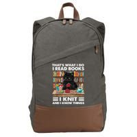 That What I Do I Read Books I Knit A Funny Cat Knitting Gift Cotton Canvas Backpack