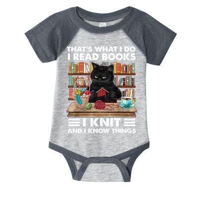 That What I Do I Read Books I Knit A Funny Cat Knitting Gift Infant Baby Jersey Bodysuit