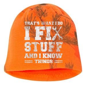 That's What I Do I Fix Stuff And I Know Things Funny Saying Kati - Camo Knit Beanie