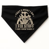 That's What I Do I Fix Stuff And I Know Things Funny Saying USA-Made Doggie Bandana