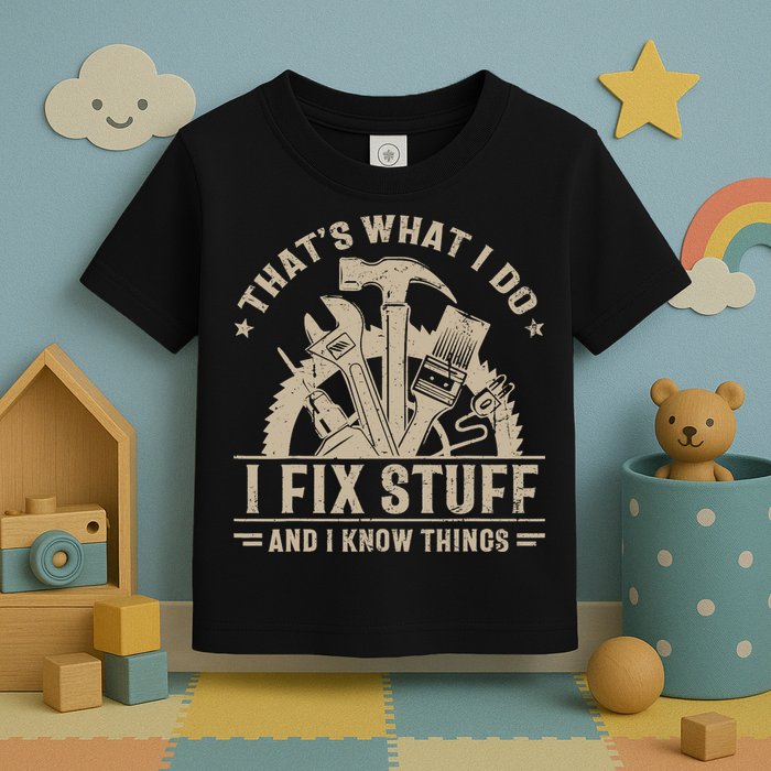 That's What I Do I Fix Stuff And I Know Things Funny Saying Toddler T-Shirt
