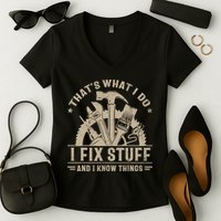That's What I Do I Fix Stuff And I Know Things Funny Saying Women's V-Neck T-Shirt