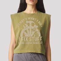 That's What I Do I Fix Stuff And I Know Things Funny Saying Garment-Dyed Women's Muscle Tee