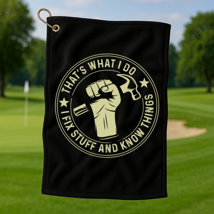 That's What I Do I Fix Stuff And I Know Things Handy Gift Golf Towel