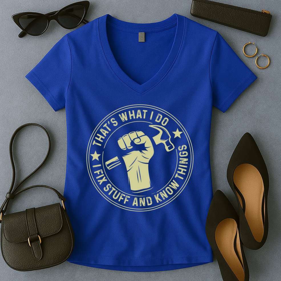 That's What I Do I Fix Stuff And I Know Things Handy Gift Women's V-Neck T-Shirt