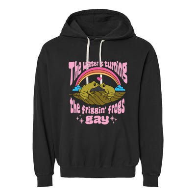 The Water Is Turning The Friggin Frogs Gay Frog Bi Pride Garment-Dyed Fleece Hoodie