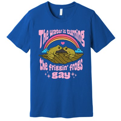 The Water Is Turning The Friggin Frogs Gay Frog Bi Pride Premium T-Shirt