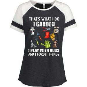 Thats What I Do I Garden I Play With Dogs And I Forget Enza Ladies Jersey Colorblock Tee